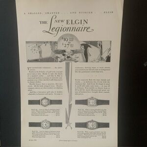 Vintage 1928 Elgin Watch The New Legionnaire Ad Advertisement
